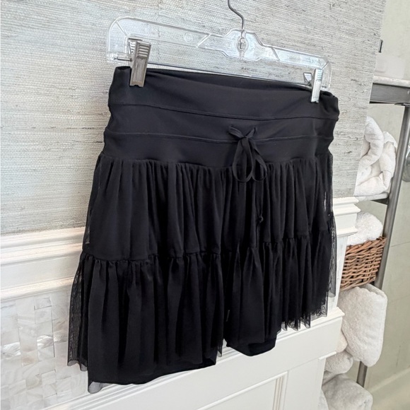 XL popflex Pirouette Skort black built in shorts silky mesh tiered skirt pockets - Picture 12 of 16